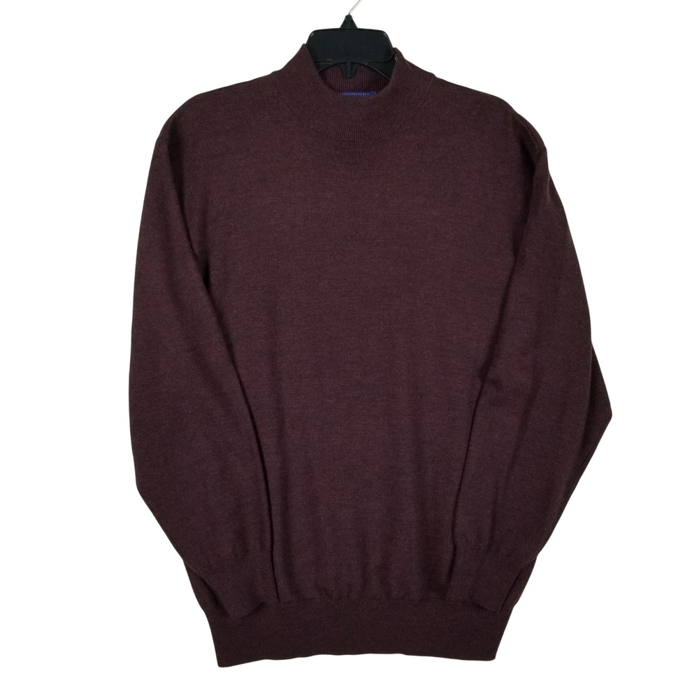 Pendleton Sweater Mens Large Burgundy Merino Wool Mock Neck Long Sleeve 41